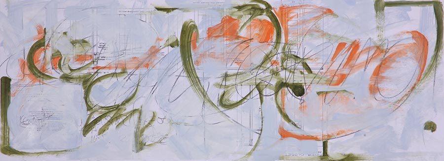 City Dawn<br />
graphite & oil on Xerox, 12 1/2" x 34"<br />
2007 : Other Abstract Paintings : Amy Finley Scott