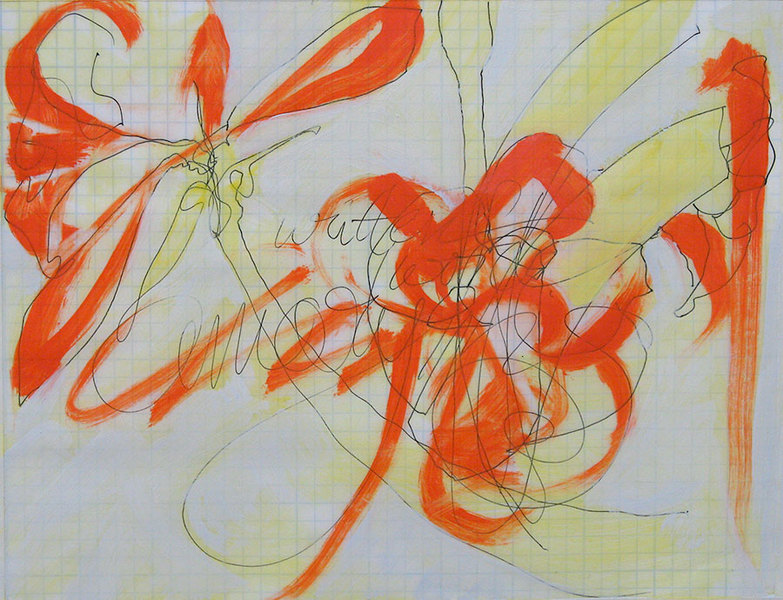 Written Word (Amaryllis)<br />
pen & oil on graph paper, 8" x 10 1/2"<br />
2010 : 2009 - 2011 : Amy Finley Scott