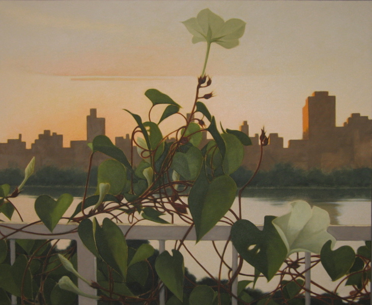 Moonflowers, September Morning<br />
oil on canvas, 36" x 44"<br />
2007 : City : Amy Finley Scott
