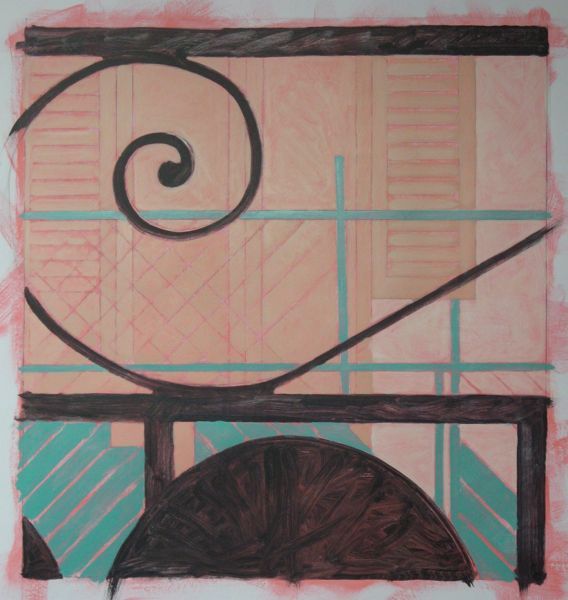 Cuban Fences <br/>oil on paper, 25" x 24"<br/>2011 : 2009 - 2011 : Amy Finley Scott