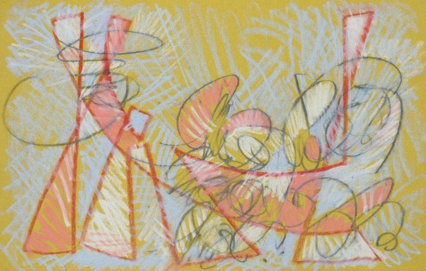 Spring Dance<br/>graphite & crayon on mustard paper, 5 1/2" x 8 1/2"<br/>2012 : 2012 - 2014 : Amy Finley Scott