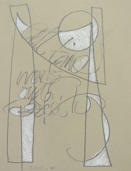 All Time<br/>graphite & white pencil on brown paper, 11" x 8 1/2"<br/>2012 : Commentary : Amy Finley Scott