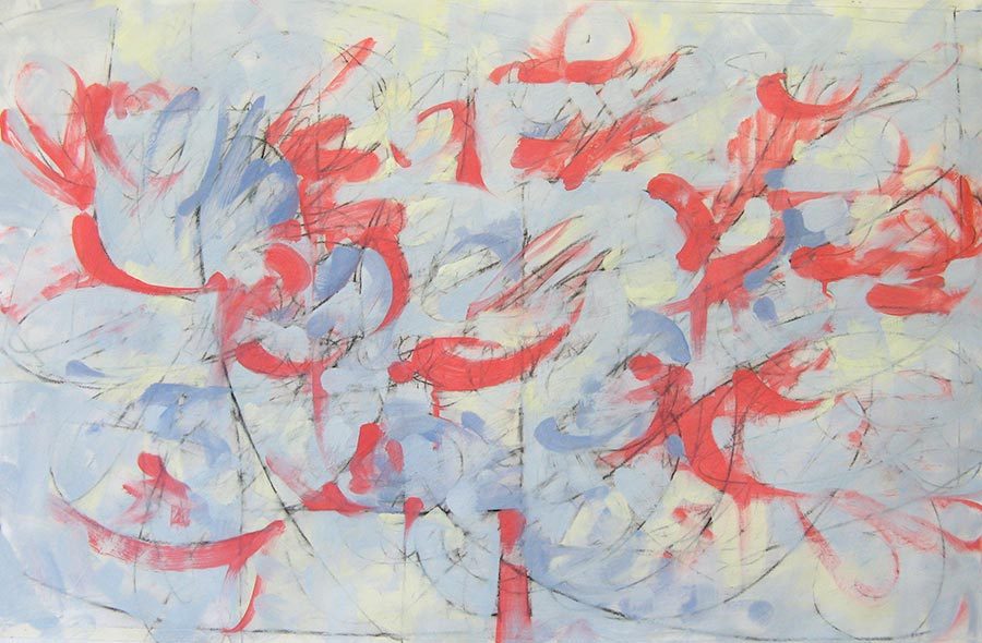 Red Birds<br />
graphite & oil on vellum, 22 1/2" x 35 1/2"<br />
2009 : 2009 - 2011 : Amy Finley Scott