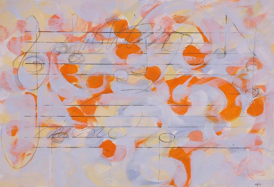 Sky Music <br />
graphite & oil on paper, 9" x 13"<br />
2008 : Of Music : Amy Finley Scott