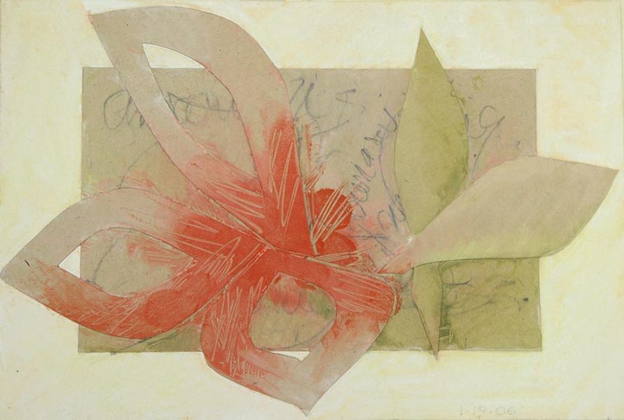 Amaryllis, Red Center<br />
cut paper, oil & graphite on paper<br />
2006 : Amaryllis : Amy Finley Scott