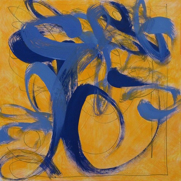 Blue Letters<br />
graphite & oil on paper, 13" x 13"<br />
2008 : Other Abstract Paintings : Amy Finley Scott