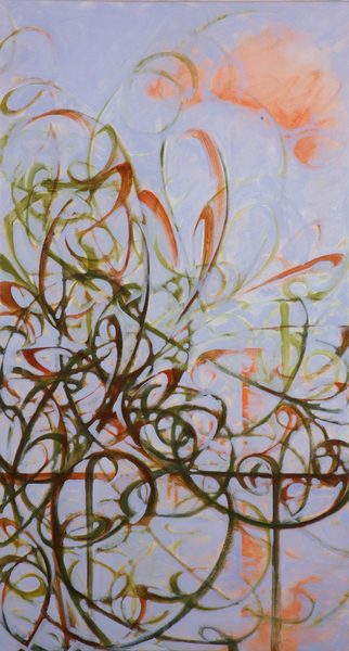 Place of Vines and Birds<br />
oil on canvas, 48" x 26 1/2"<br />
2008 : Other Abstract Paintings : Amy Finley Scott