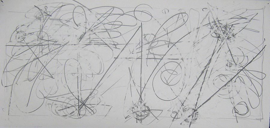 Stravinsky, Study I<br />
graphite on paper, 14" x 30"<br />
2008 : Of Music : Amy Finley Scott