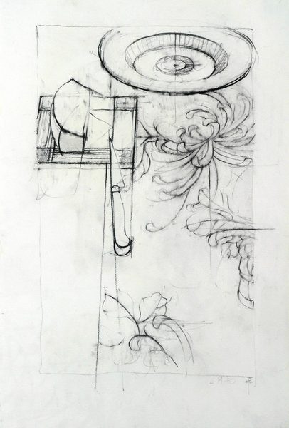 Italian Fontina<br />
graphite on paper, 18" x 11"<br />
1980 : Still Life : Amy Finley Scott