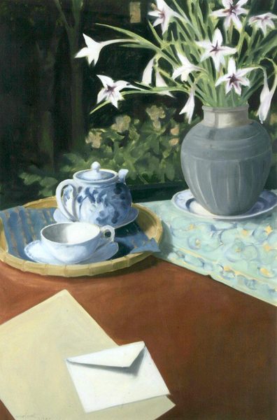 Warm September Night Letter<br />
oil on paper, 32 1/2" x 21 1/2"<br />
1987 : Still Life : Amy Finley Scott