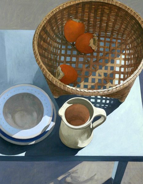 October Table, Persimmon Basket<br />
oil on wood, 21" x 16"<br />
1986
 : Still Life : Amy Finley Scott