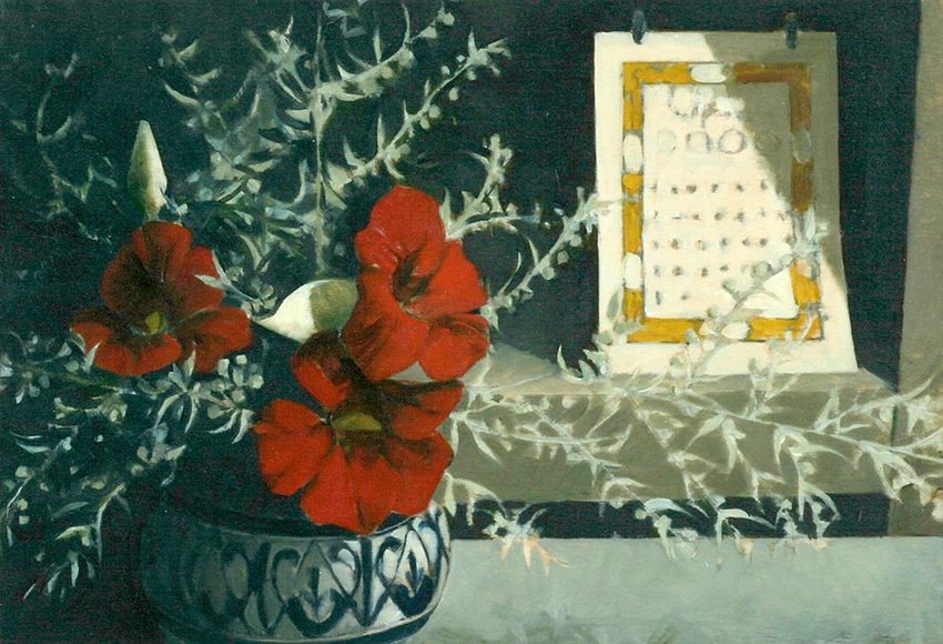 Shanty Desk Still Life<br />
oil on wood, 6" x 9"<br />
1998 : Still Life : Amy Finley Scott