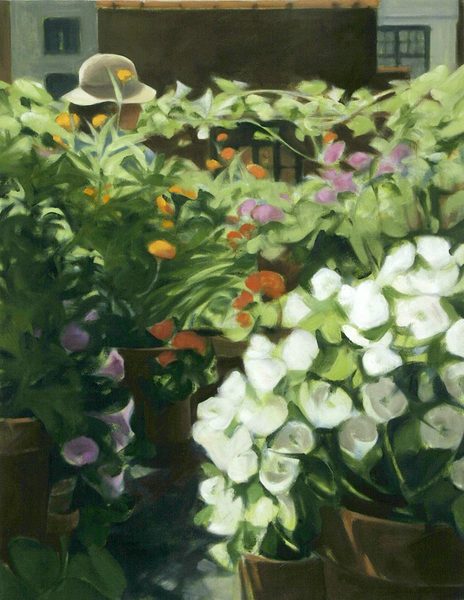 Lucy's Terrace II<br />
oil on canvas, 32" x 25"<br />
1989 : Flowers and Gardens : Amy Finley Scott