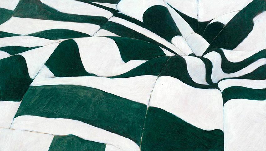 Green Landscape<br />
oil on wood, 7 1/2" x 13 1/4"<br />
1998 : Textile Landscapes : Amy Finley Scott