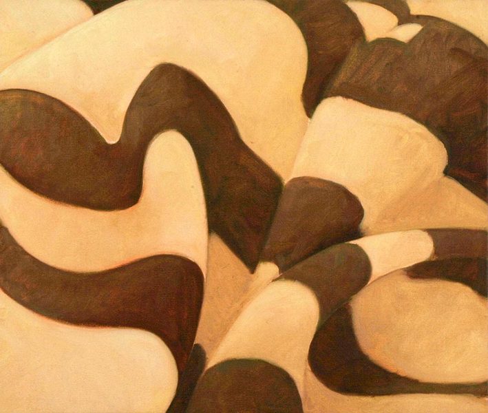 Warm Autumn<br />
oil on canvas, 18" x 21 1/4"<br />
1999 : Textile Landscapes : Amy Finley Scott