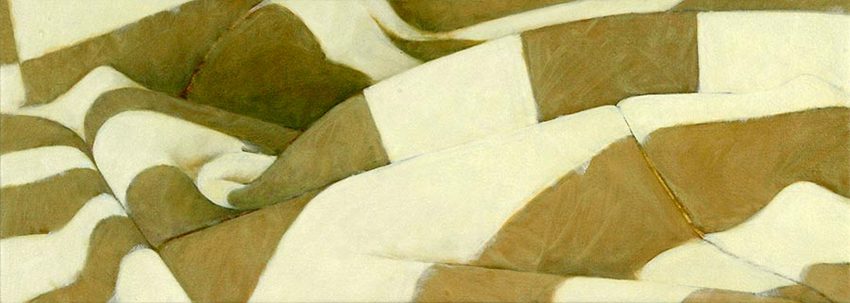 Winter Hills II<br />
oil on canvas, 10 1/2" x 29"<br />
2000 : Textile Landscapes : Amy Finley Scott