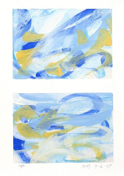 Swimming<br />
oil on paper, 9" x 6"<br />
2007 : Other Abstract Paintings : Amy Finley Scott